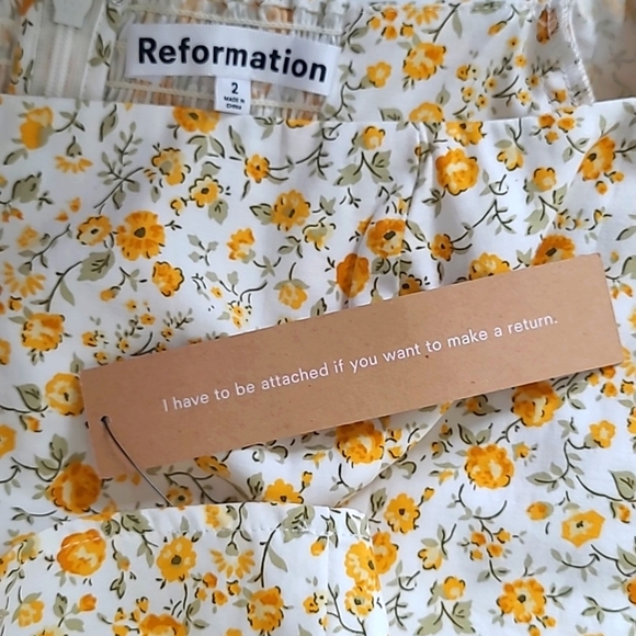 Reformation Floral Babydoll Dress Size 2 - Picture 7 of 8